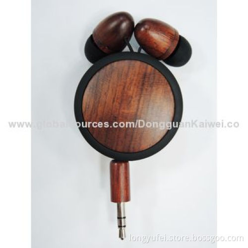 High-quality Wood Waterproof In-ear Earphone with Plastic Box Package and CE Mark